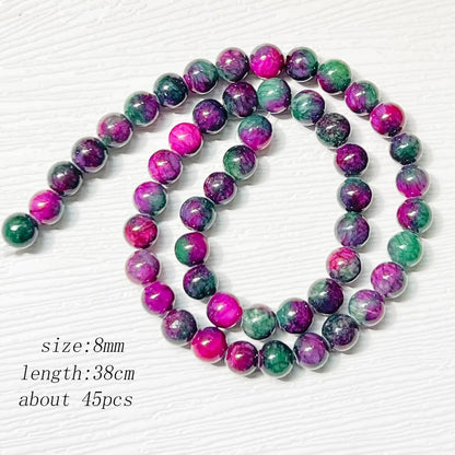 1 Strand 45pcs Natural Stone Rose Quartz Tiger Eye Black Obsidian