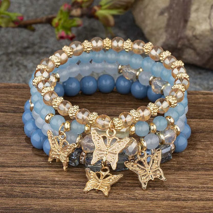 4Pcs Trendy Butterfly Beaded Bracelet