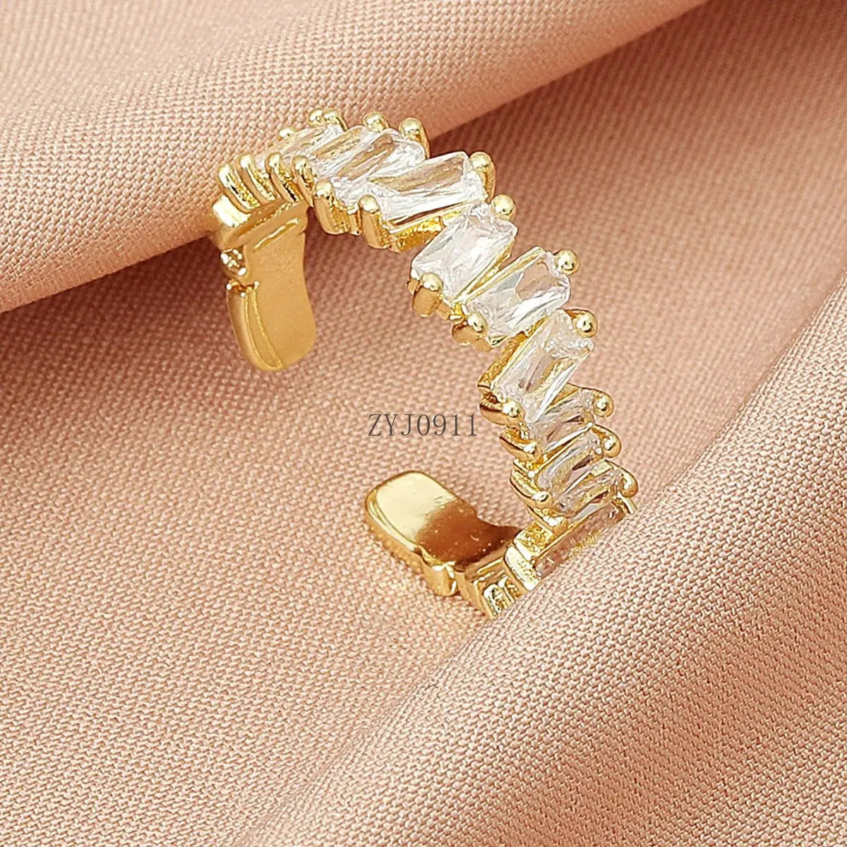 925 Sterling Silver Inlaid Zircon Cross Ring