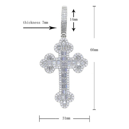 2025 New Iced Out Cross Necklace for Men Women Bling Silver Color Cubic Zirconia Charm Star Link Chain Hip Hop Jewelry