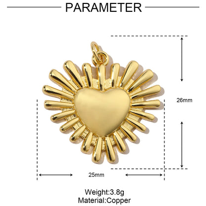 3pcs/Lot Coper Zircon Irregular Heart Necklace Pendant Women 18k Real Gold Color Love DIY Earring Charms Jewelry Findings