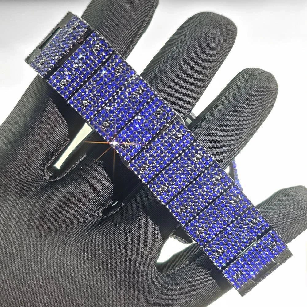 New Blue Diamond Watch For Men Luxury Stainless Steel  Hip Hop Watches Unique Bling Ice Out Waterproof Wristwatch Man 2025 Hot ﻿