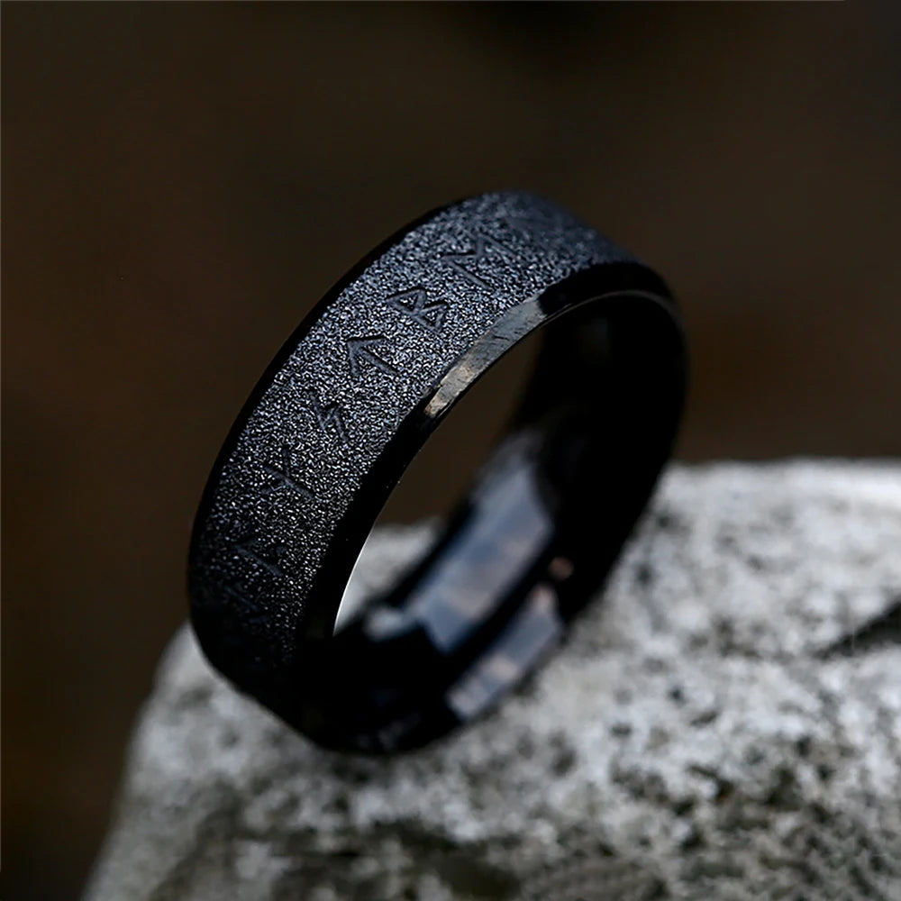 Stainless Steel Runic Viking Ring - Nordic Design for Men and Women Amulet