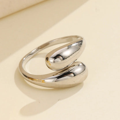 Stainless Steel Simple Smooth Metal Heart Rings For Women Men Y2K