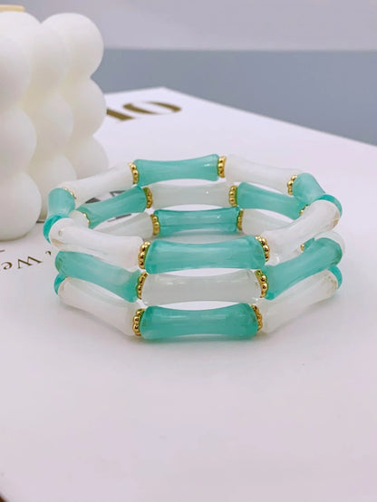 3pcs Acrylic Beaded Elastic Bracelet with Colorful Bamboos for Women's Daily Wear bracelet for women
