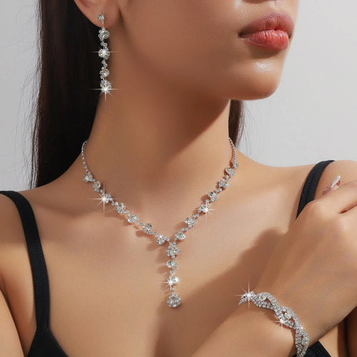 4PC Women's Fashion Copper Claw Chain Sunflower Necklace Earrings