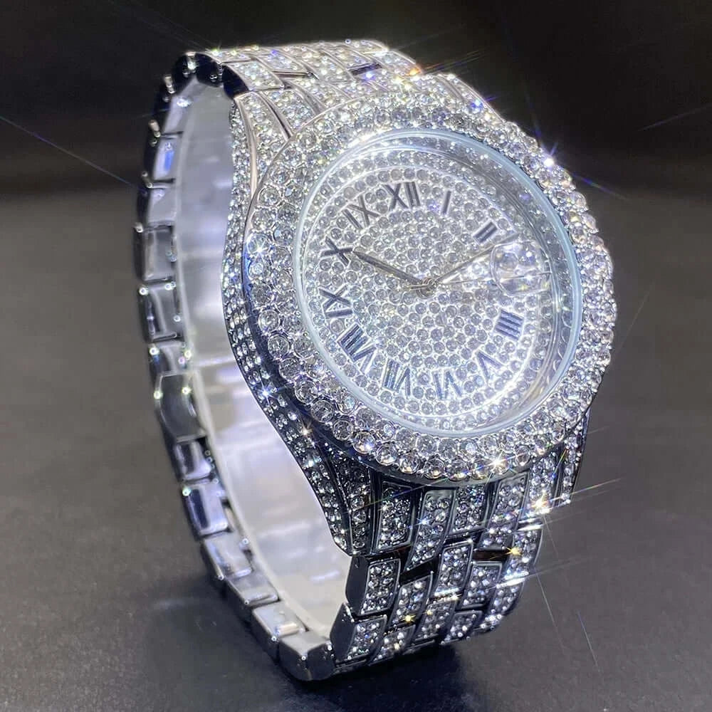 Luxury Men's Watches With Cuban Bracelet Diamond Unique Fashion Trends