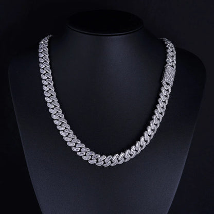 Curb Link Chain Hip Hop 12mm Mixed Inlaid T-square Zircon Cuban Cross-border Jewelry Accessories High-end Men