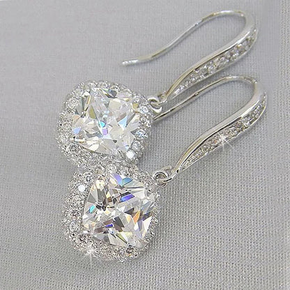 Exquisite Fashion Silver Color Inlaid White Zircon Dangle Earring for