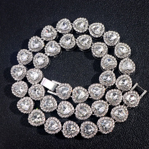 Men Women Luxury Prong Cuban Link Chain Necklace Bling Iced Out