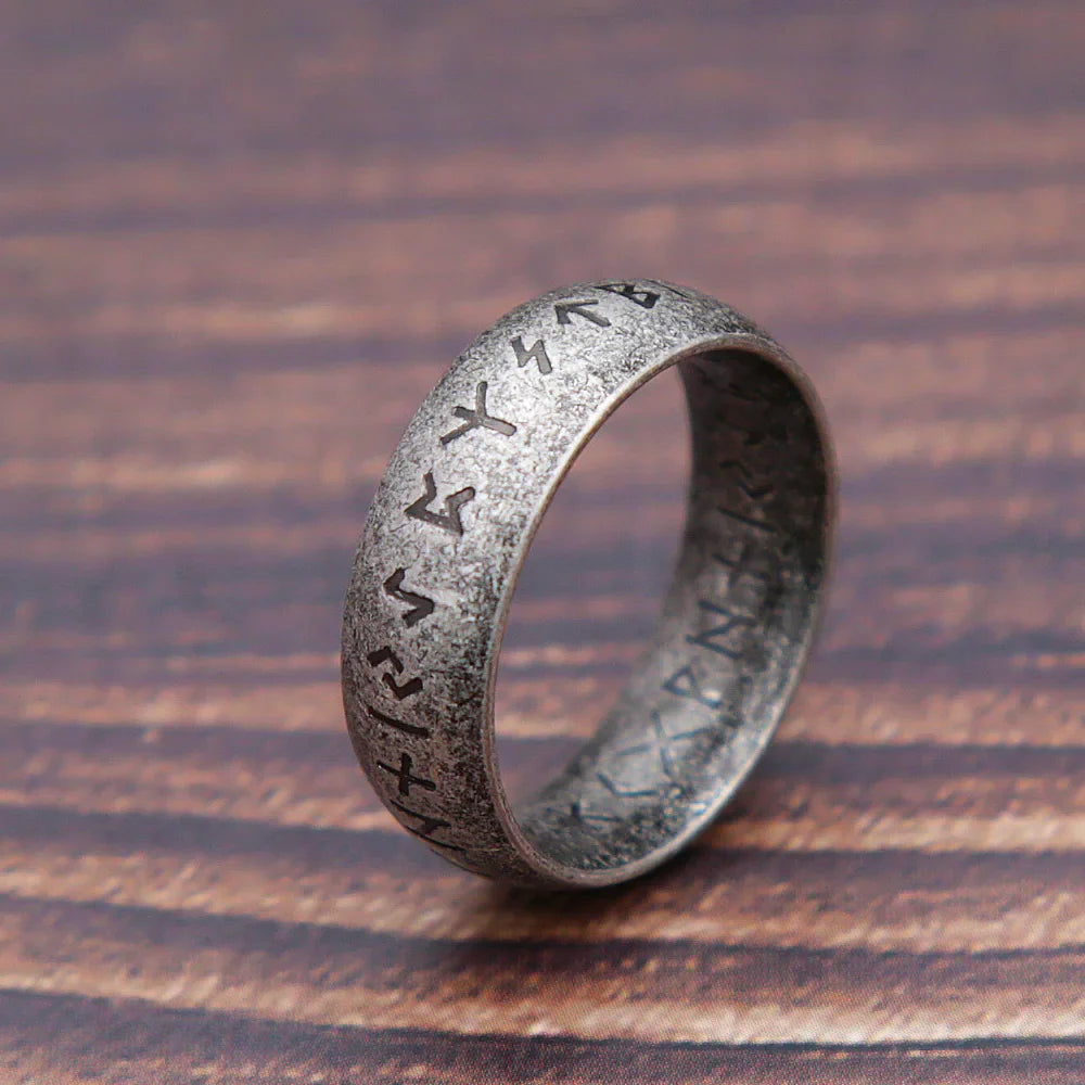 Stainless Steel Runic Viking Ring - Nordic Design for Men and Women Amulet