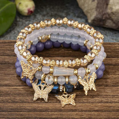 4Pcs Trendy Butterfly Beaded Bracelet