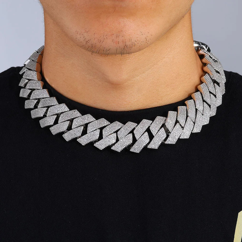 Hip Hop Jewelry Men Iced Out Chains Big Heavy 25mm Six Rows Cz Stone Cuban Link Chain High Quality Bling Necklace ﻿