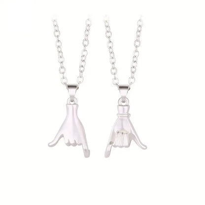 2pcs/set Pull Hook Hands Couple Necklace Pinky Swear Promise Love Hug