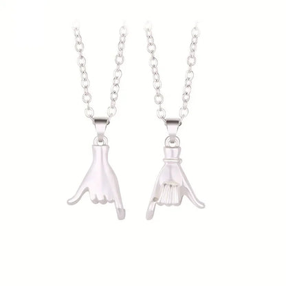 2pcs/set Pull Hook Hands Couple Necklace Pinky Swear Promise Love Hug