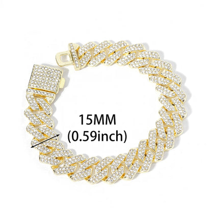 New Miami Iced Out Cuban Link Chain Bracelet For Men&Women Full