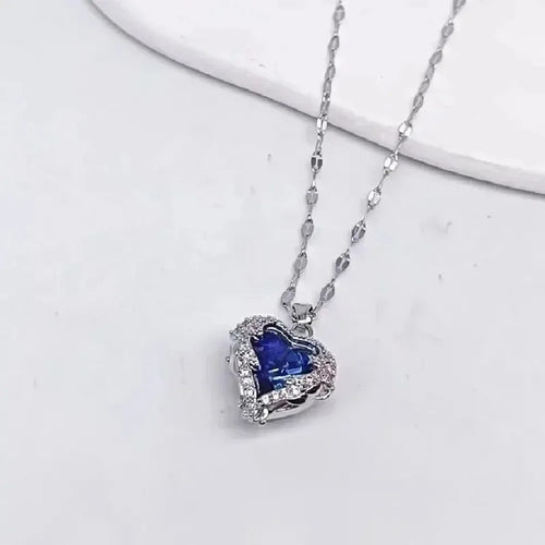 1 Pcs Romantic Couple Glass Encrusted Bronze Zircon Ocean Heart