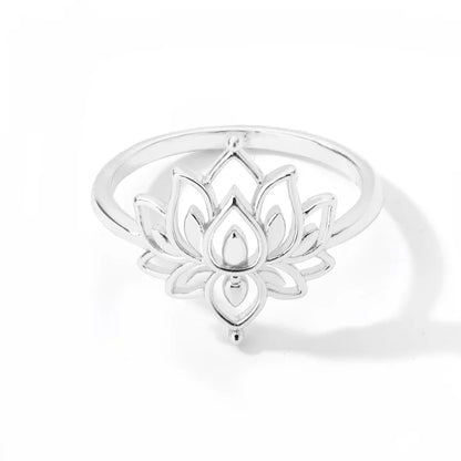 Dainty Lotus Flower Outline Ring
