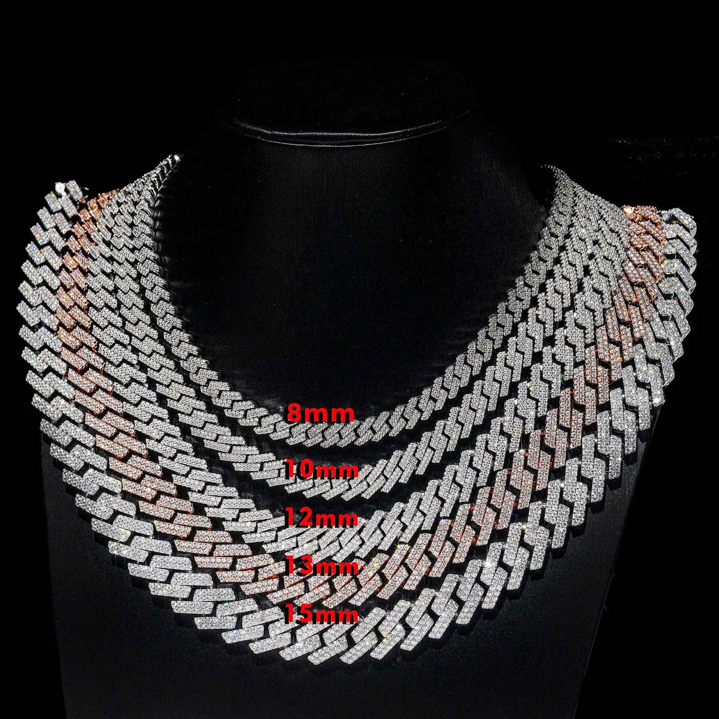 Drop Shipping Hip Hop Cuban Link Chain Necklace Silver/18k Gold Plated 10/12/14/15/20mm Iced Out Diamond CZ Gift for Him/Her