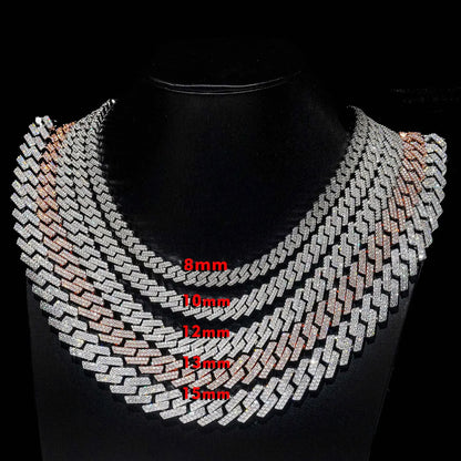 Drop Shipping Hip Hop Cuban Link Chain Necklace Silver/18k Gold Plated 10/12/14/15/20mm Iced Out Diamond CZ Gift for Him/Her