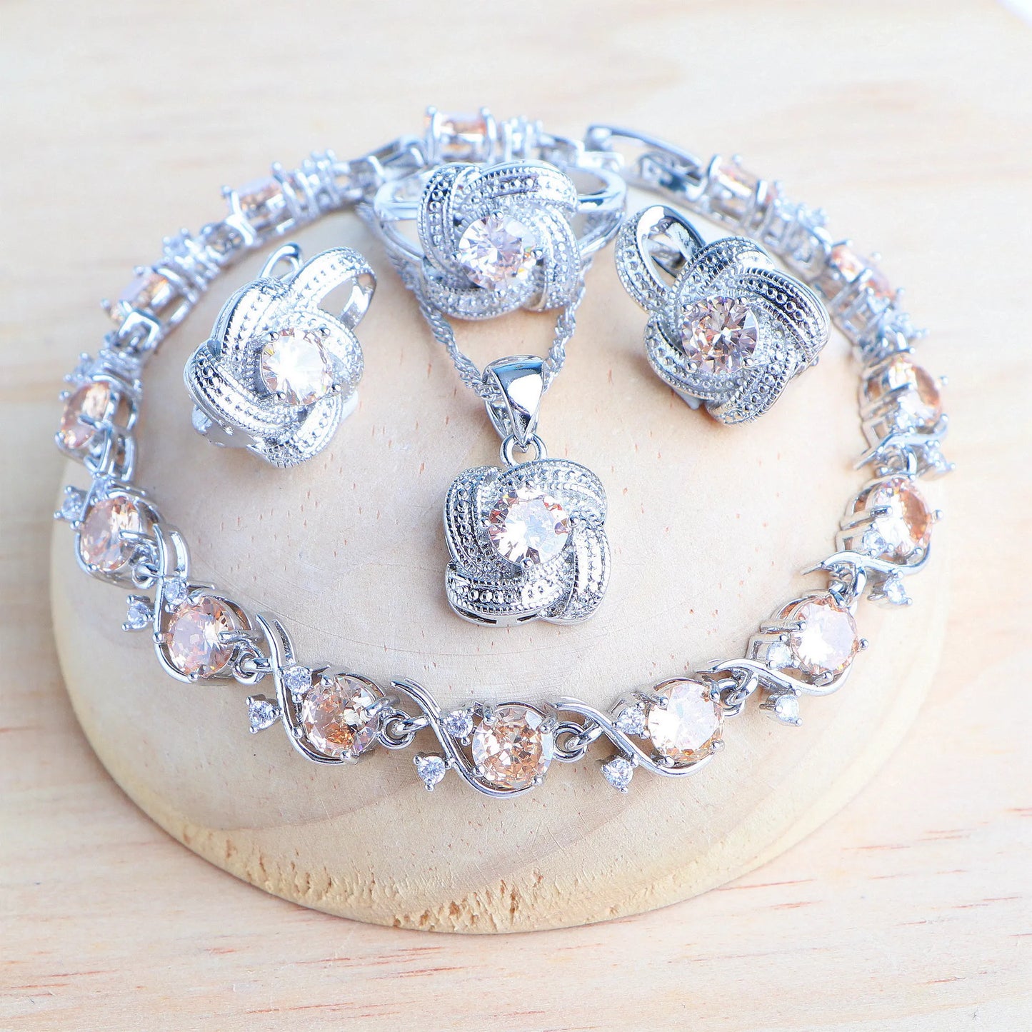 Birthstone Jewelry Set – 5 Piece Set in 925 Sterling Silver