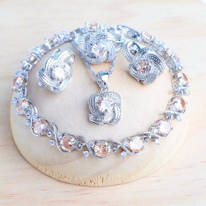 Birthstone Jewelry Set – 5 Piece Set in 925 Sterling Silver