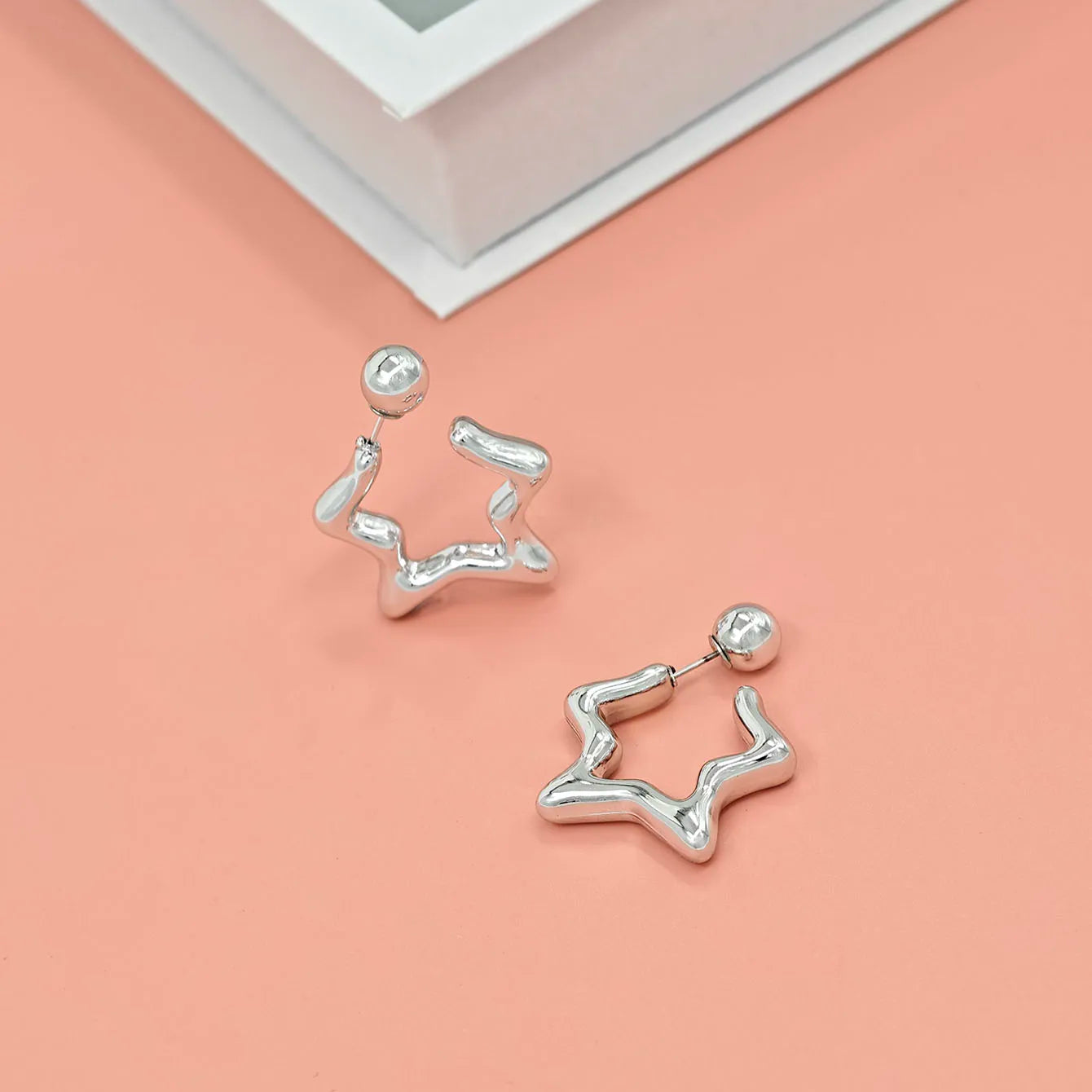 Adiffu 16K Gold Stainless Steel Front And Rear C-shaped Earrings