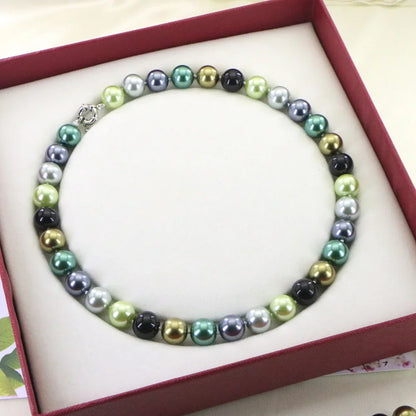 Pearl Jewelry For Women 12mm Grace Multicolor Round Bead Shell Pearl Necklace Magnet Clasp AAA Design Handmade Birthday Gift