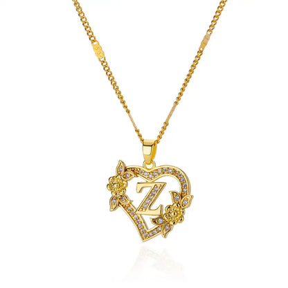 The IceBoyDC Zircon Flower Heart Initials Necklaces