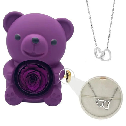 ForeverLove™ Rose Bear + Custom Engraved Necklace 🌹💎
