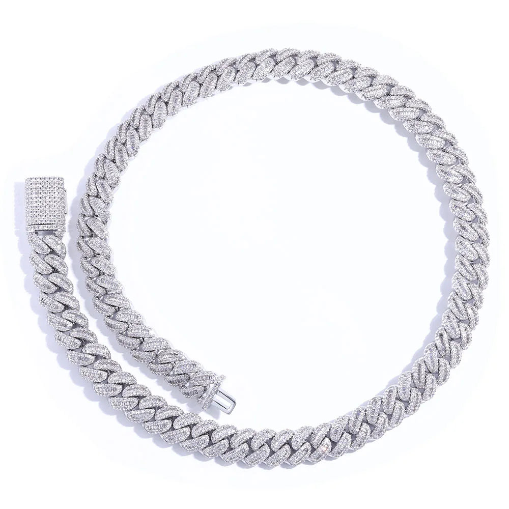 Curb Link Chain Hip Hop 12mm Mixed Inlaid T-square Zircon Cuban Cross-border Jewelry Accessories High-end Men