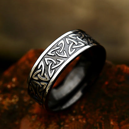Stainless Steel Runic Viking Ring - Nordic Design for Men and Women Amulet