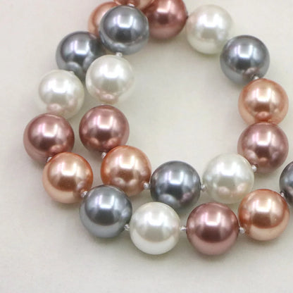 Pearl Jewelry For Women 12mm Grace Multicolor Round Bead Shell Pearl Necklace Magnet Clasp AAA Design Handmade Birthday Gift