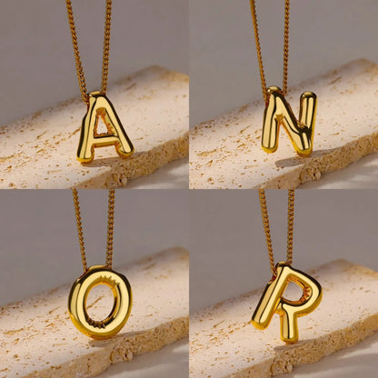 Stainless Steel Collares Chunky Alphabet Balloon 3D Letter Initials