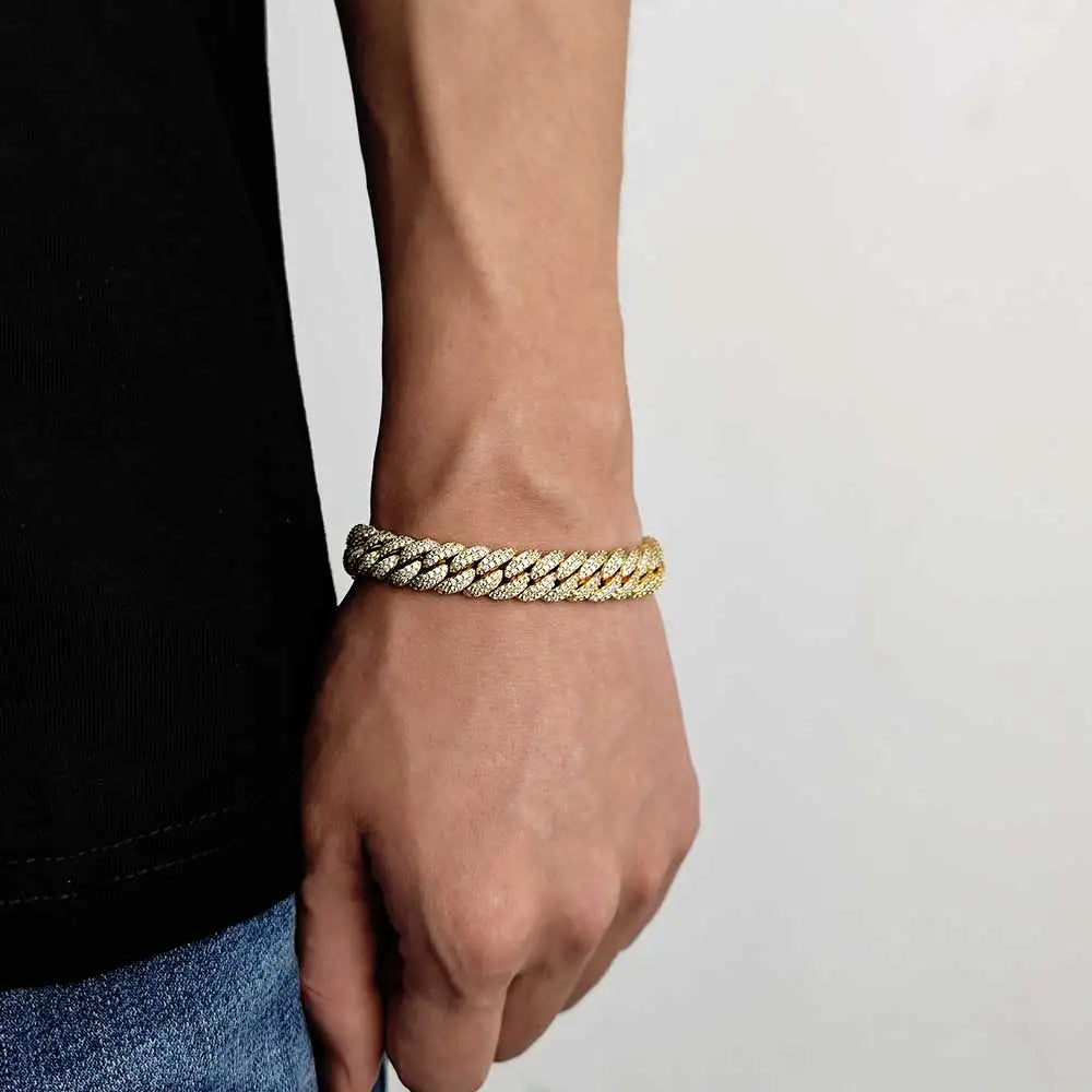 10mm Hip Hop Cubic Zircon CZ Iced Out Bubbles Cuban Link Chain