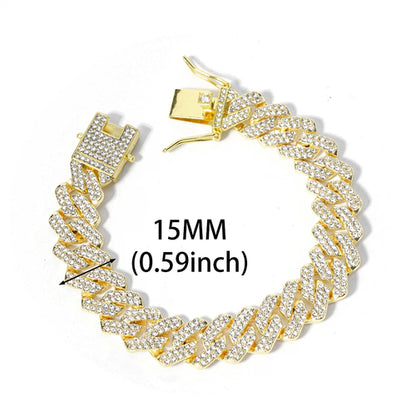 New Miami Iced Out Cuban Link Chain Bracelet For Men&Women Full