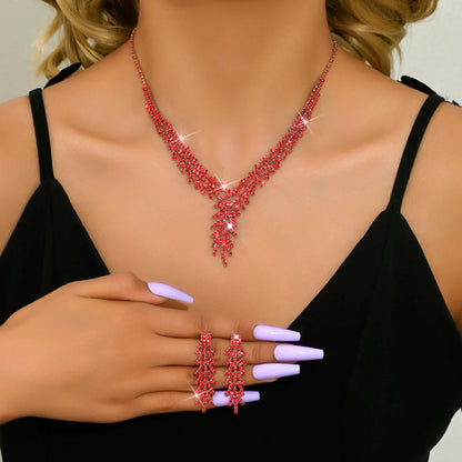 3 Pieces of WOMEN'S Trendy Claw Chain Series Leaf Earrings Necklace