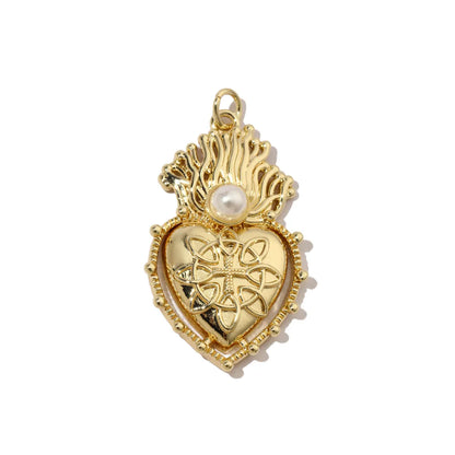 3pcs/Lot Coper Zircon Irregular Heart Necklace Pendant Women 18k Real Gold Color Love DIY Earring Charms Jewelry Findings