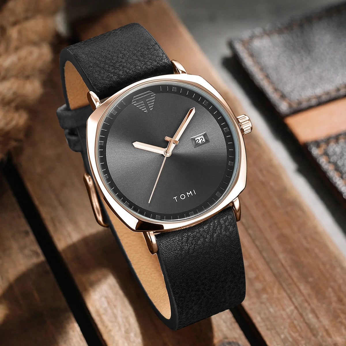 Timeless Elite: The Minimalist Leather Sports & Calendar Watch