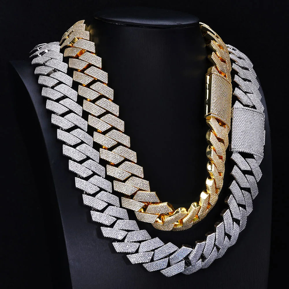 Hip Hop Jewelry Men Iced Out Chains Big Heavy 25mm Six Rows Cz Stone Cuban Link Chain High Quality Bling Necklace ﻿