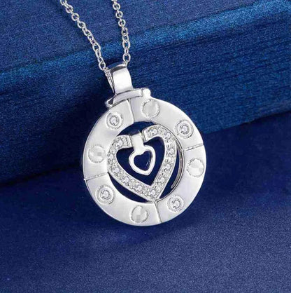 Couple Necklace 925 Silver Heart Circle Men & Women Love Gift Set