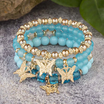 4Pcs Trendy Butterfly Beaded Bracelet