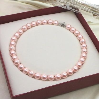 Pearl Jewelry For Women 12mm Grace Multicolor Round Bead Shell Pearl Necklace Magnet Clasp AAA Design Handmade Birthday Gift