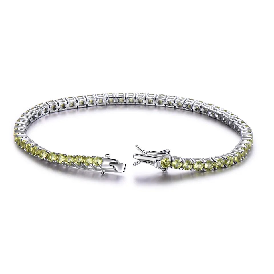 925 Sterling Silver Peridot Tennis Bracelet for Women