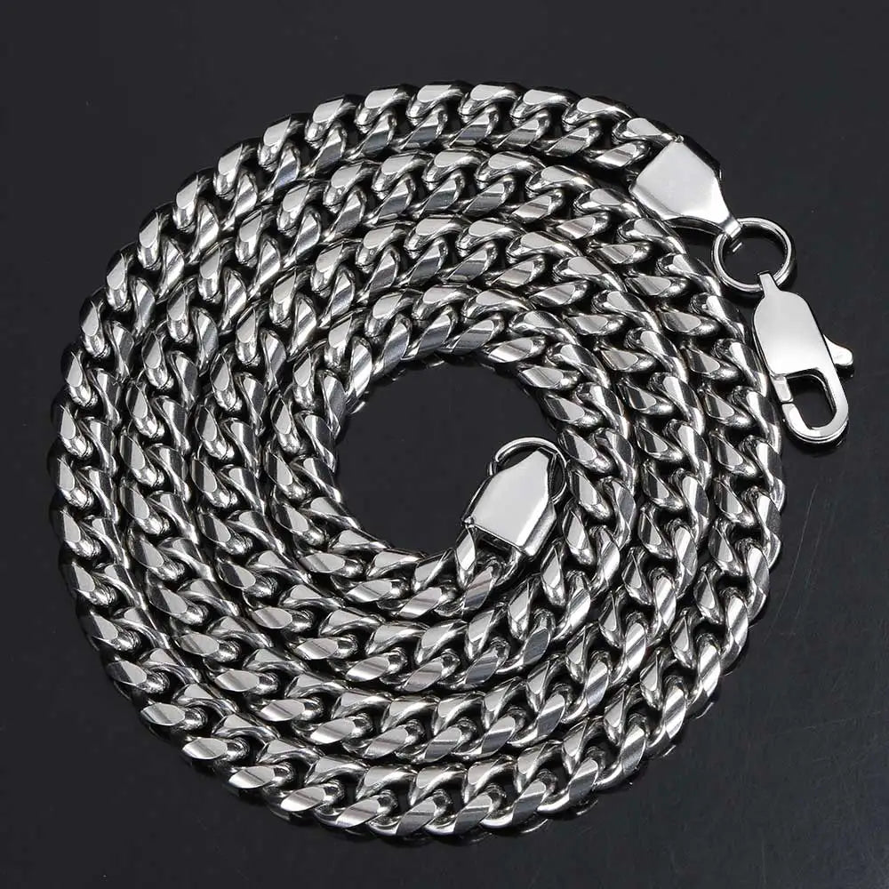 Hip Hop 4mm 6mm 8mm Gold Plated Jewelry Miami Stainless Steel Link Cuban Chain Necklace for Men Women