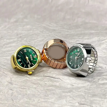 New Hot Selling Creative Alloy Shell Finger Round Green Dial Couple