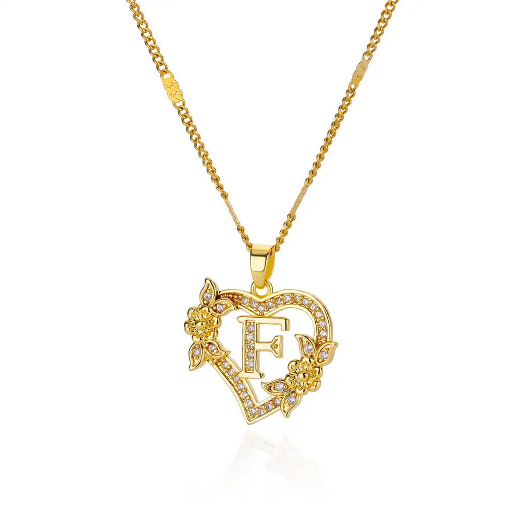 The IceBoyDC Zircon Flower Heart Initials Necklaces
