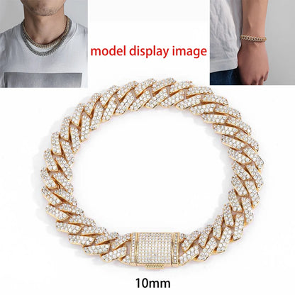 Hip Hop Jewelry 10/12/14/15/20mm CZ Cuban Link Necklace For Men Miami Bling Iced Out Prong Cuban Link Chain Party Gift