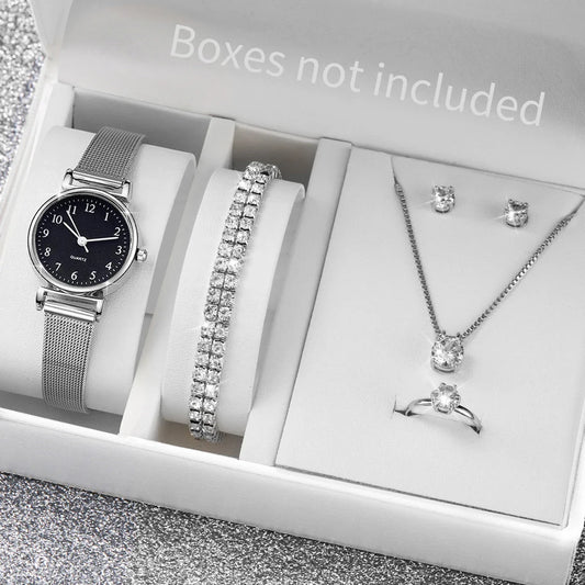 6PCS Women's Watch and Jewelry Set