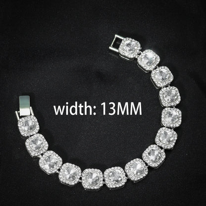 New Miami Iced Out Cuban Link Chain Bracelet For Men&Women Full